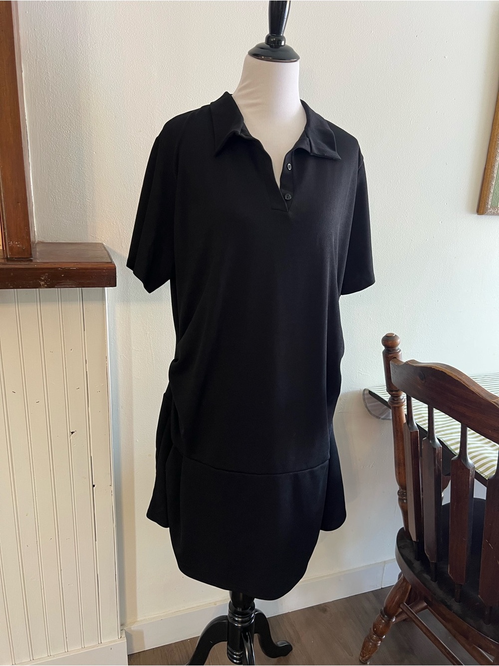 Boohoo Black Mini Polo Dress